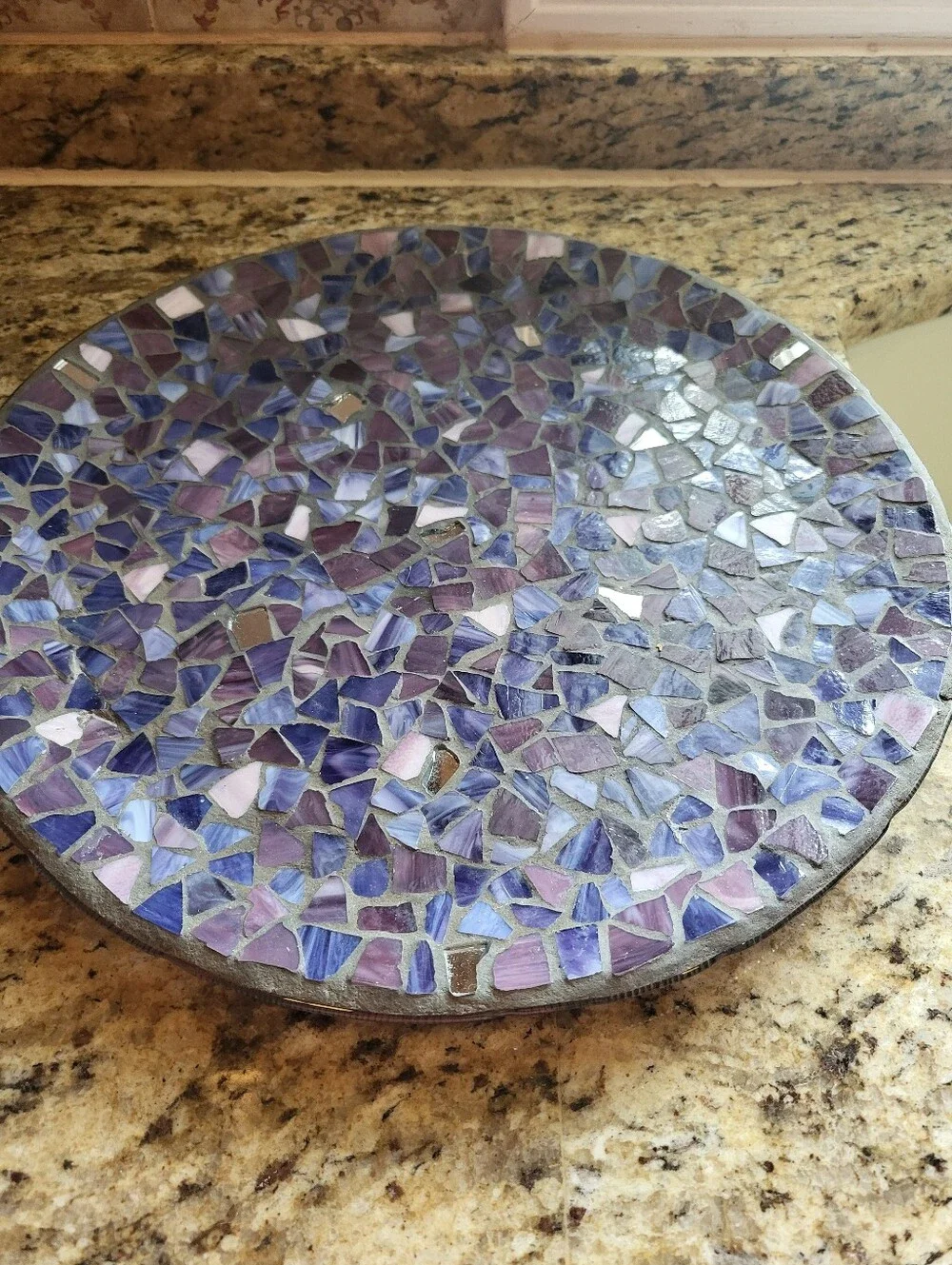 Handmade 13 Inch Mosaic Glass Charger Plate - Purple & Lavender